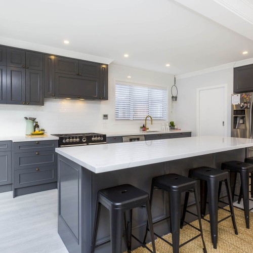 black and white kitchen design and builds in Upper Hutt